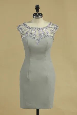 2024 Scoop Sheath Homecoming Dresses With Beads Mini