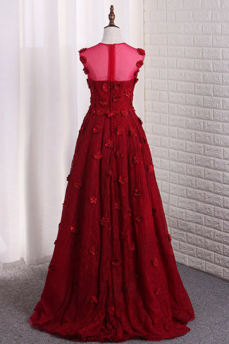2024 Sweetheart Lace Asymmetrical Prom Dresses With Handmade Flowers