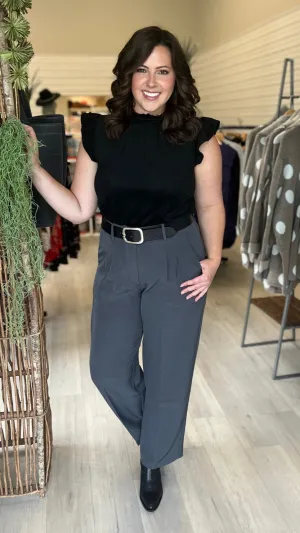Another Love Grey Pleated Trouser Bottom