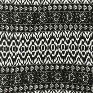 Black-White Pillar And Aztec Printed Rayon Stretch Jersey Knit Fabric