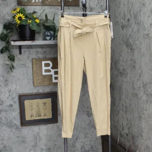 Calvin Klein Women's High-Rise Tie-Waist Pants M3DK5283 Semolina Brown 10