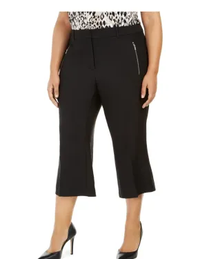 Calvin Klein Women's  Twill Double Zipper Cropped Pants Black  16W | Black