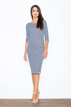 Elegant Navy Blue Daydress with Chic Side Zipper - Ideal for Any Occasion