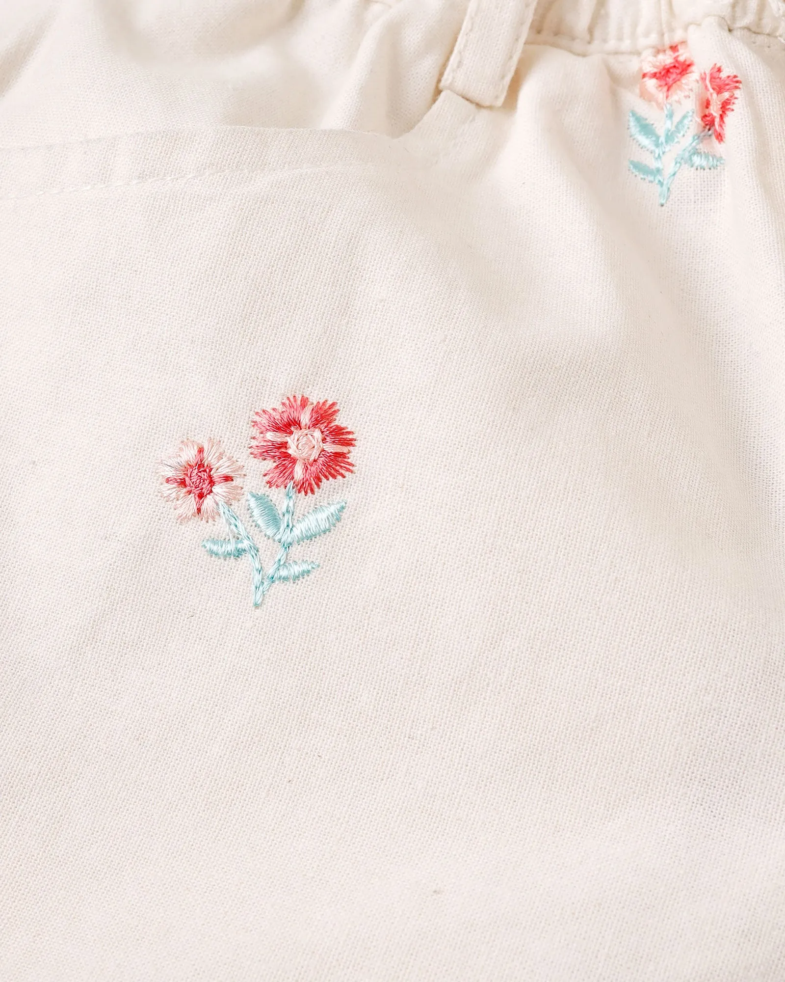 Embroidered White Shorts