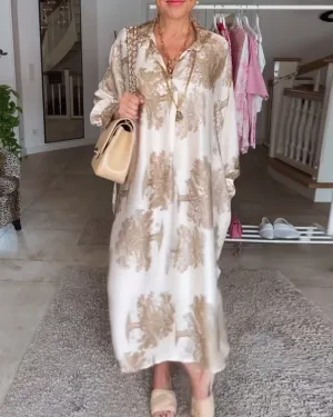 Fashionable Lapel-collar Long Dress