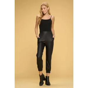 Faux Leather Pants with Pockets