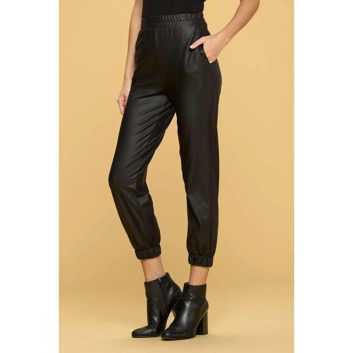 Faux Leather Pants with Pockets