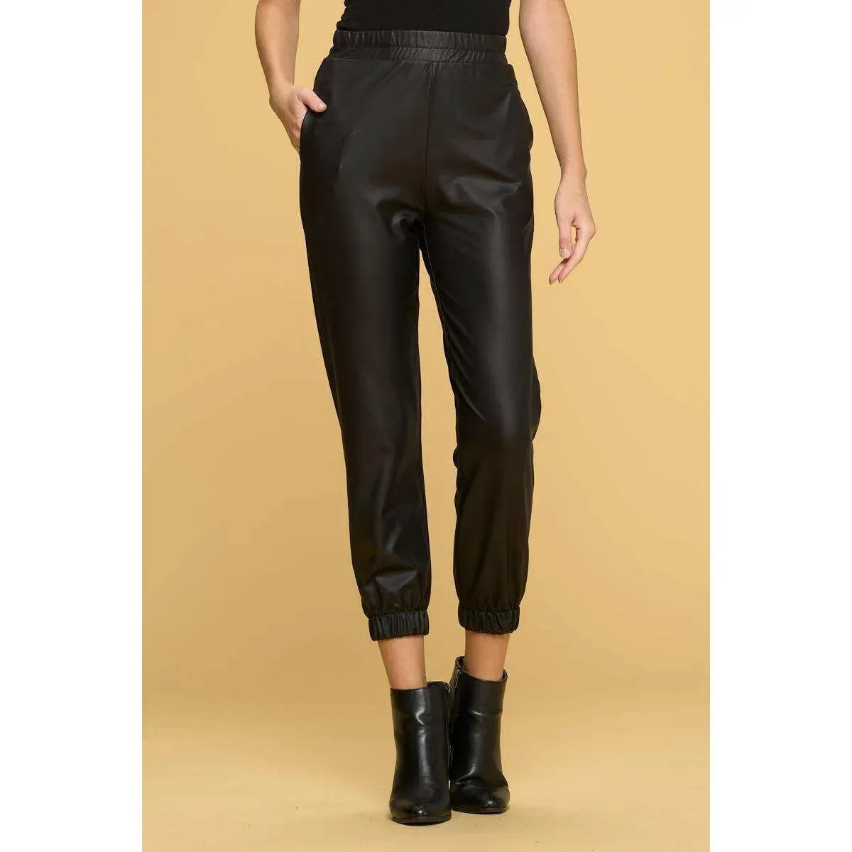 Faux Leather Pants with Pockets