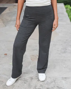 Fleece Lined Str Leg Lounge Pants - Charcoal
