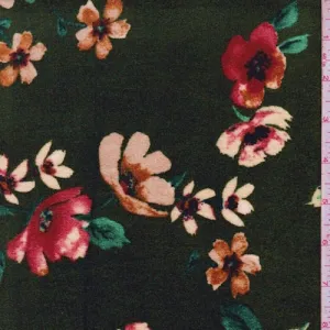 Forest/Berry Cosmo Floral Panne Velvet Knit Fabric