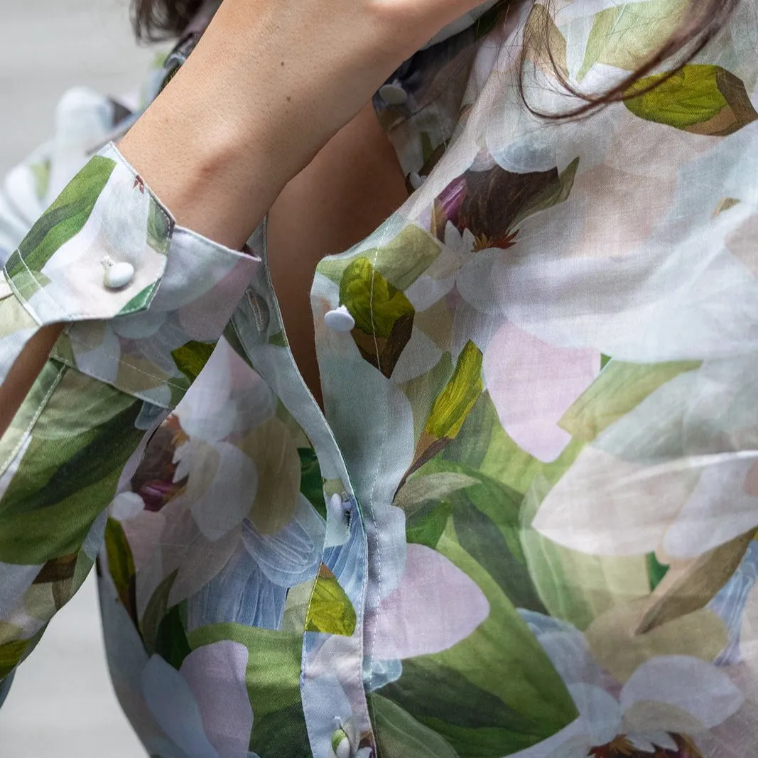 Forever Floral Collared Linen Blouse