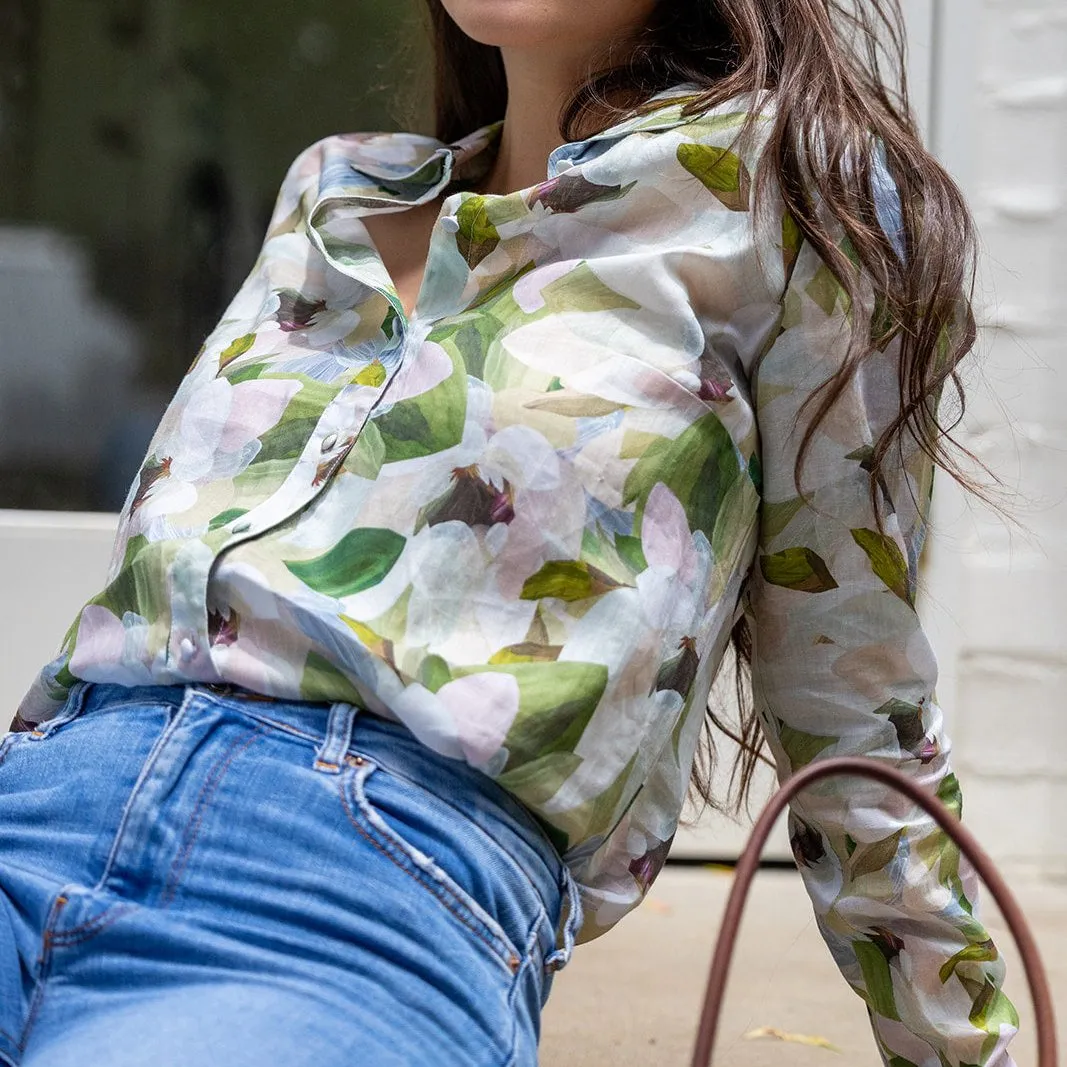 Forever Floral Collared Linen Blouse