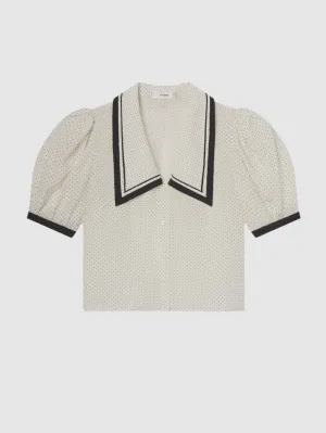 Frame The Polka Dot Sailor Blouse in Cream Multi