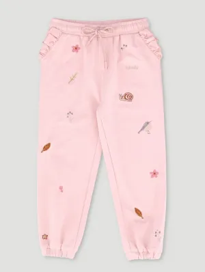 Girls Flora And Fauna Embroidered Jogger