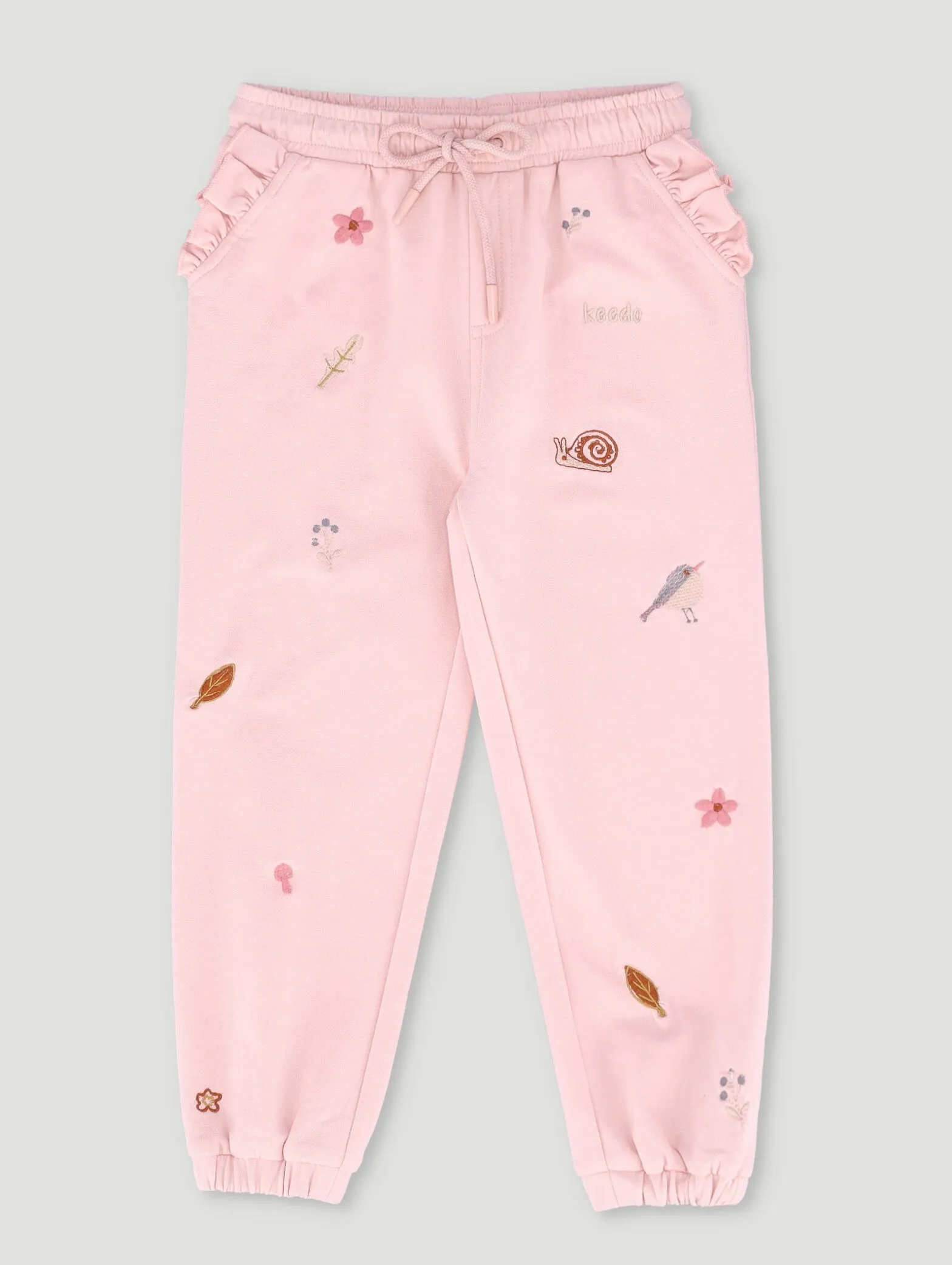 Girls Flora And Fauna Embroidered Jogger