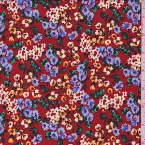 ITY Rust Orange Mini Floral Jersey Knit Fabric