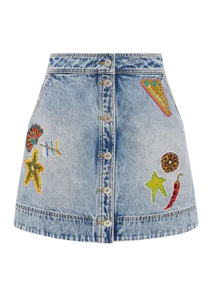 Jackpot Denim Skirt (Denim Blue)