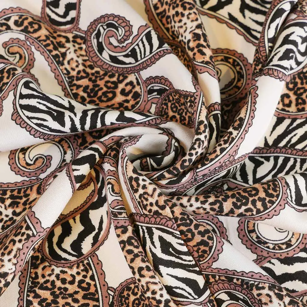Linz - Cream Wild Paisley Viscose Woven Twill Fabric Sample