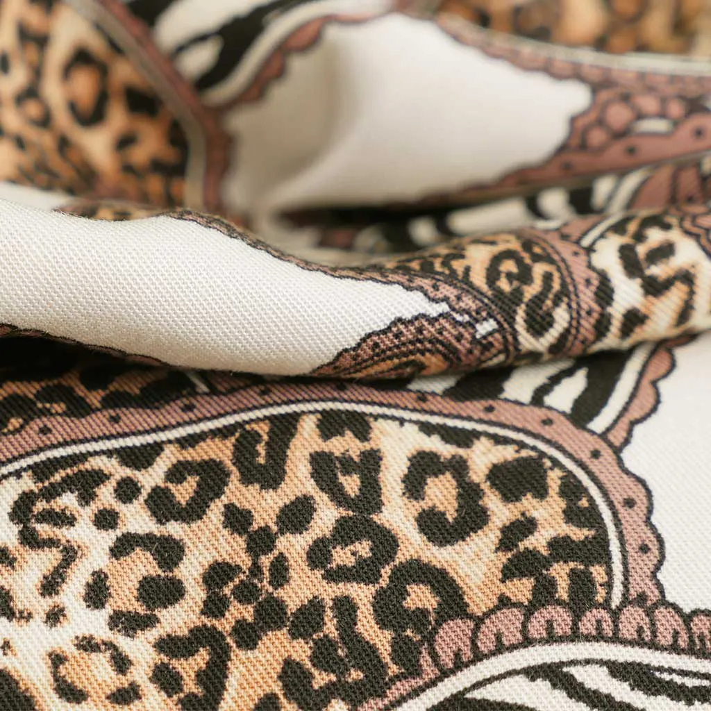Linz - Cream Wild Paisley Viscose Woven Twill Fabric Sample