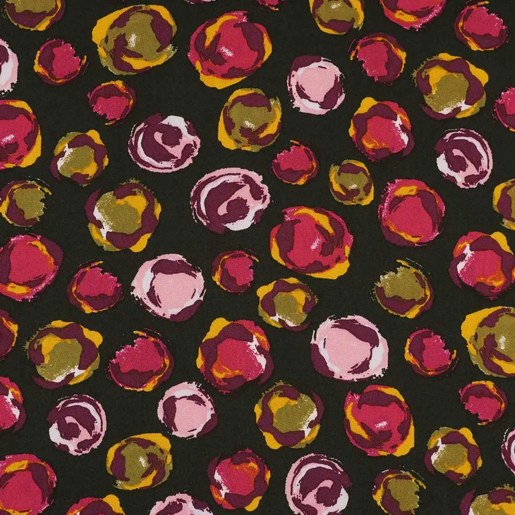 Linz - Pink Planets Viscose Woven Twill Fabric Sample