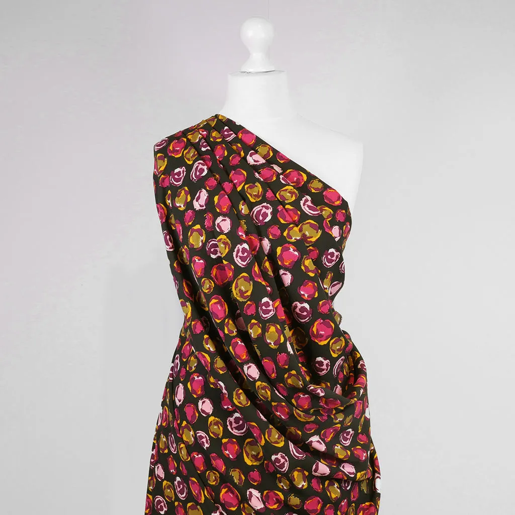 Linz - Pink Planets Viscose Woven Twill Fabric Sample