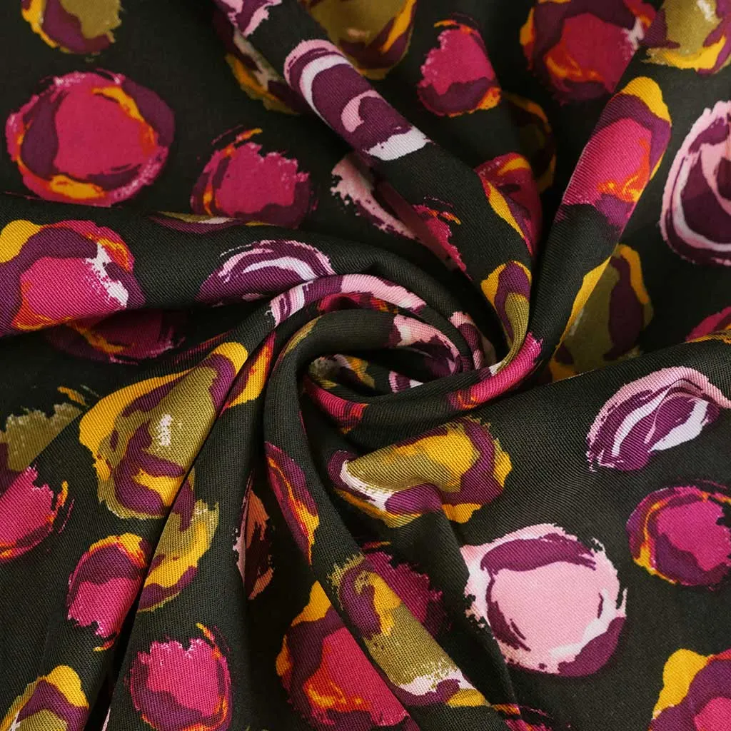 Linz - Pink Planets Viscose Woven Twill Fabric Sample