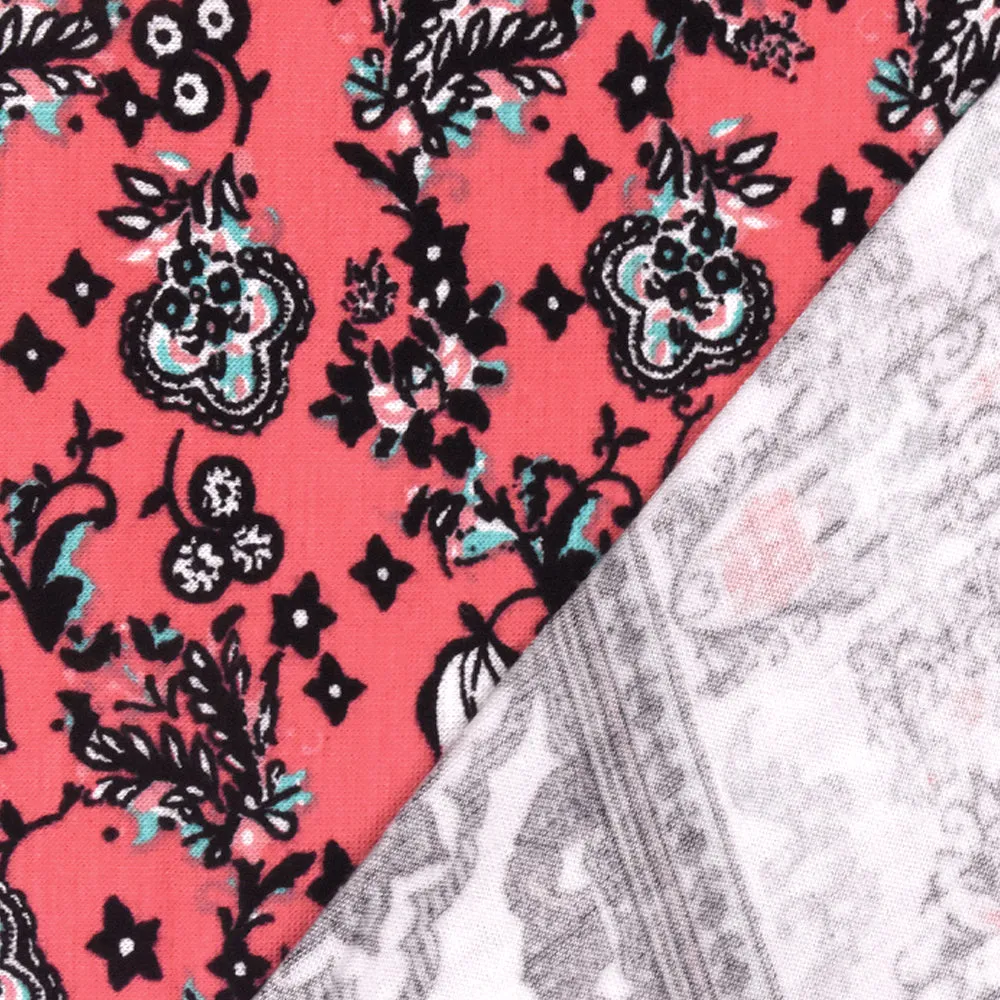Lollipop-Ivory-Multi Moroccan Border Print Rayon Stretch Jersey Knit Fabric