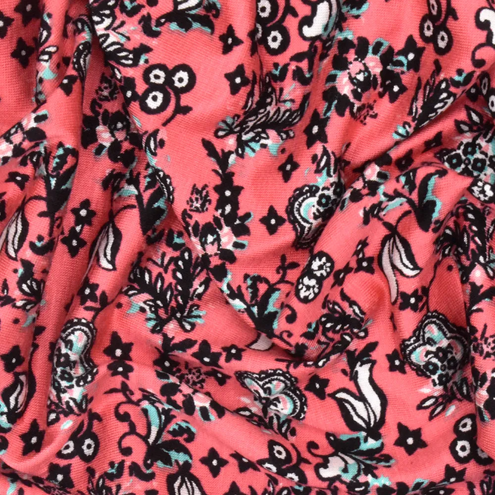 Lollipop-Ivory-Multi Moroccan Border Print Rayon Stretch Jersey Knit Fabric
