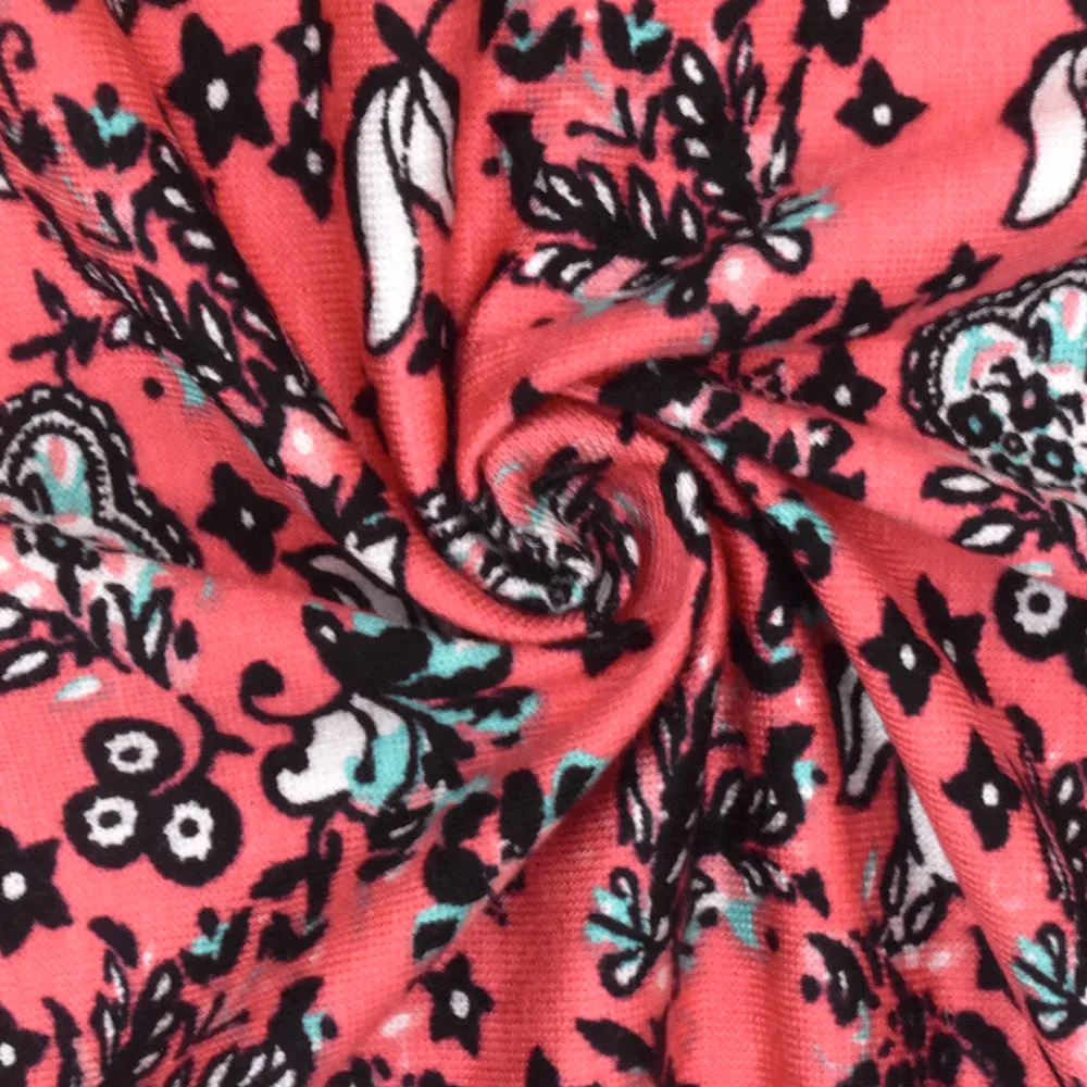 Lollipop-Ivory-Multi Moroccan Border Print Rayon Stretch Jersey Knit Fabric