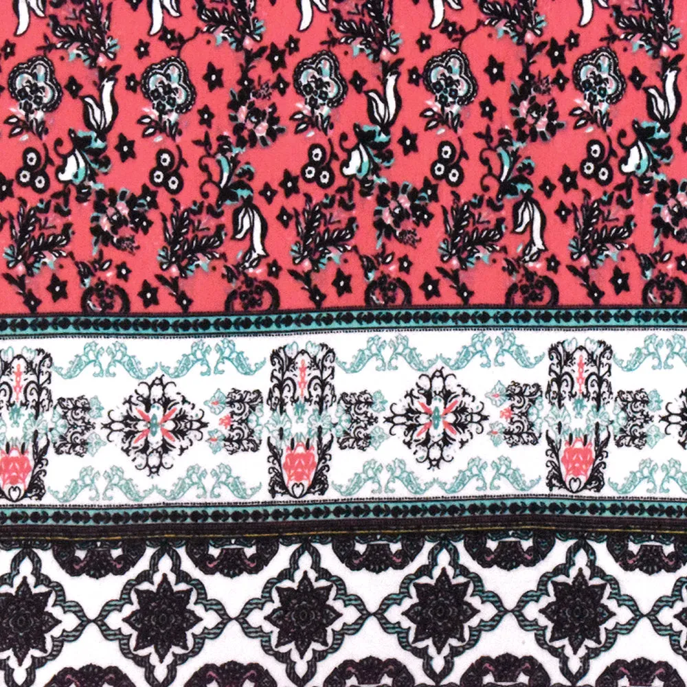Lollipop-Ivory-Multi Moroccan Border Print Rayon Stretch Jersey Knit Fabric