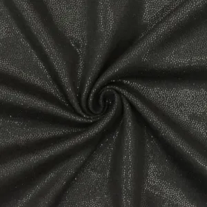 Lustrous Black Famous Designer Micro Dot Printed Double Knit Fabric