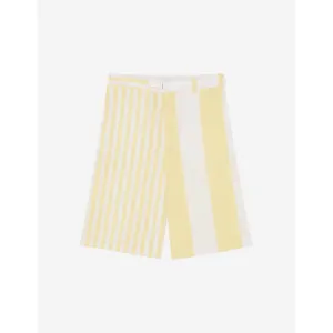 Men Poolside Stripes Belted Shorts - Lemon