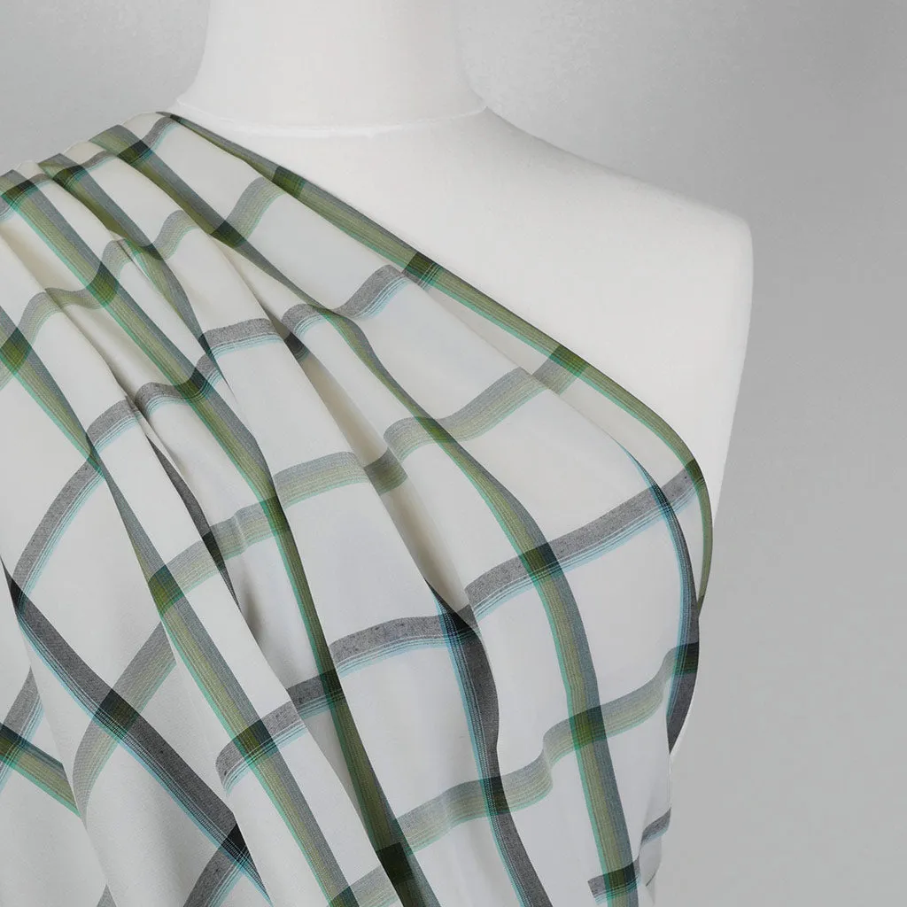 Nairn - Green Yarn Dyed Asymmetrical Plaid Woven Fabric Sample