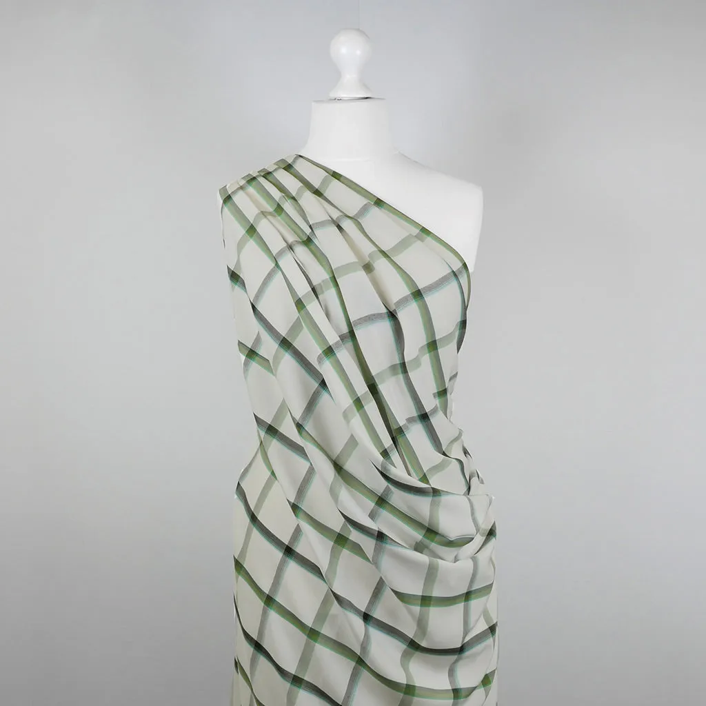 Nairn - Green Yarn Dyed Asymmetrical Plaid Woven Fabric Sample