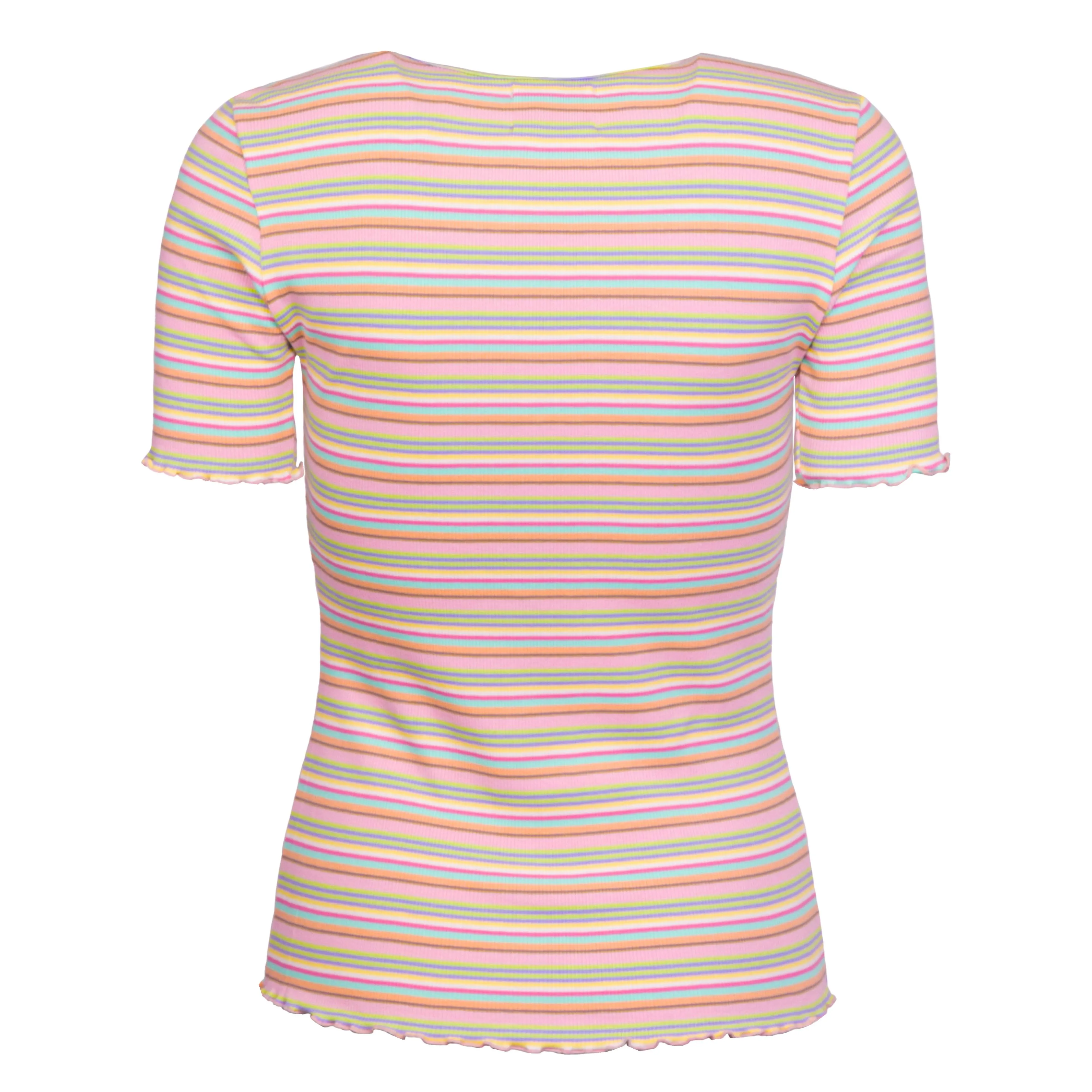 NATALIA-SS-BLOUSE - MULTI MINT STRIPE