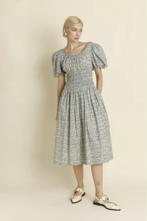 Natalie Navy Toile Peasant Dress