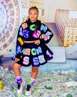Neon Kisses Balloon Letters Skirt Set