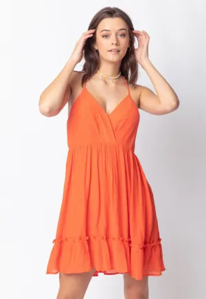 Orange Lattice Back Mini Dress