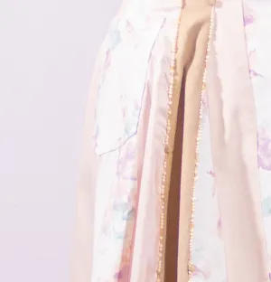 Patchwork Silk, Corduroy, and Cotton Skirt Pink