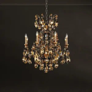 Renaissance 8 Light Black Chandelier with Heritage Crystal