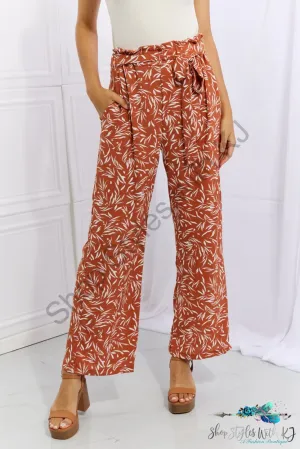 Right Angle Geometric Printed Pants in Red Orange