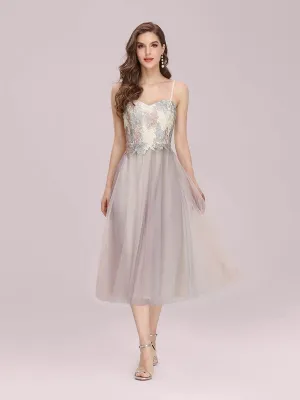 Romantic A-Line Short Tulle Bridesmaid Dress with Appliques