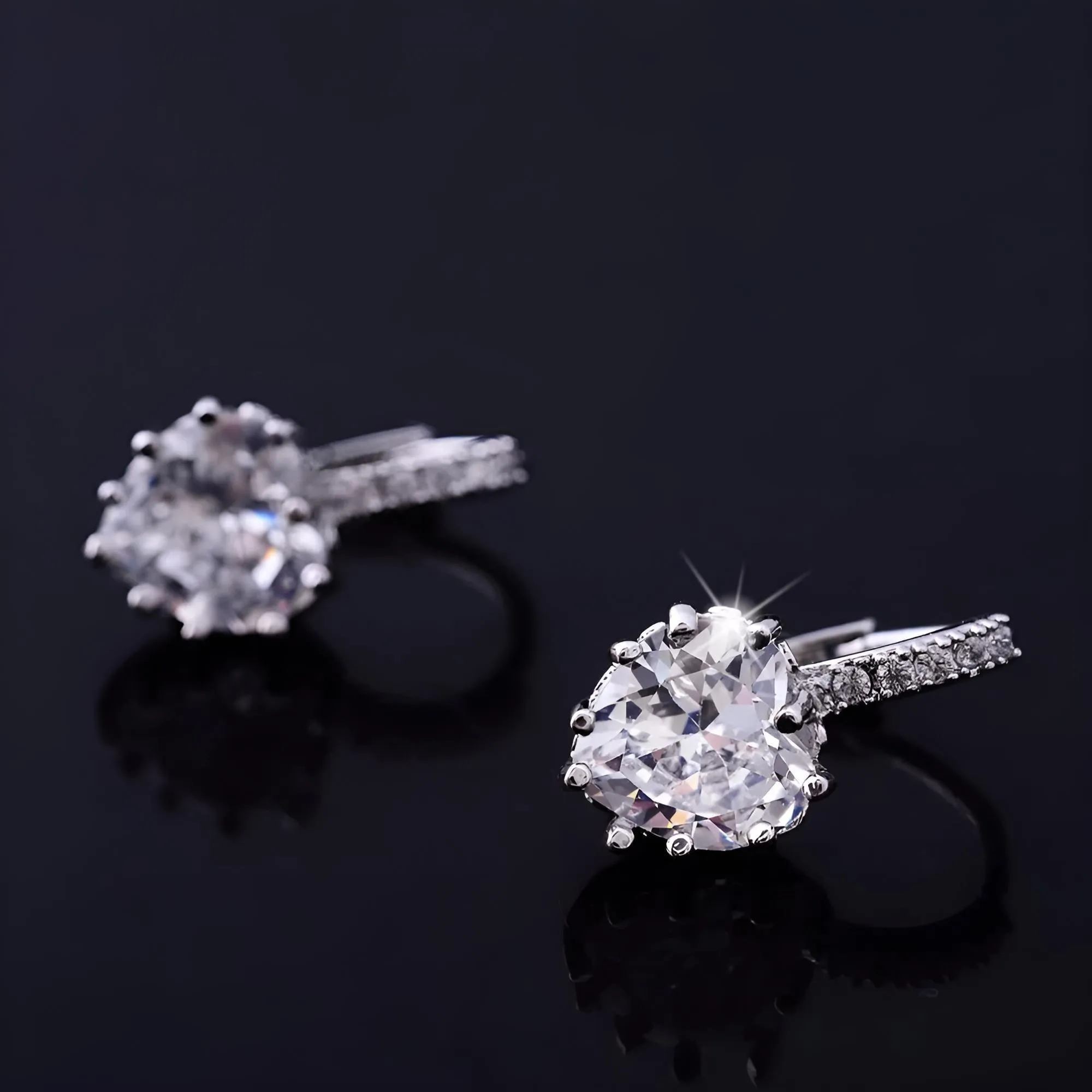 Romantic Heart Crystal Loop Earrings Lever Back Austrian Cubic Zircon 925 Sterling Silver Hoop Jewelry for Women Fashion