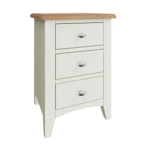 Salisbury Pure White Bedside Table with 3 Drawers 42 x 35 x 58 cm