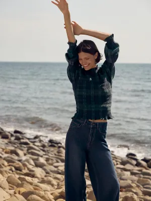 Simone Tartan Top – Green and Navy