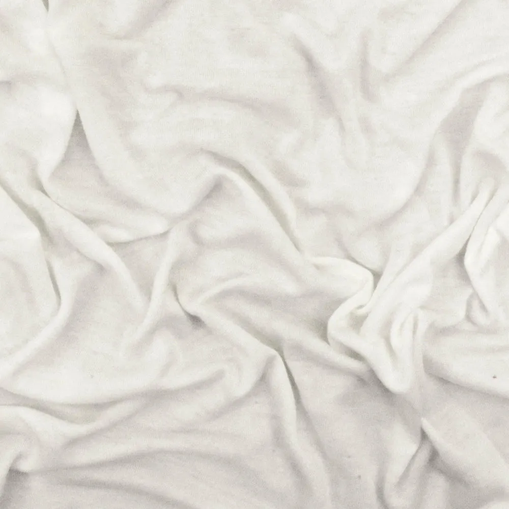 Simple White Solid Stretch Cotton Tissue Jersey Knit Fabric
