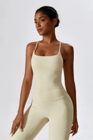 Square-Necked Crossover Strap Tank Top