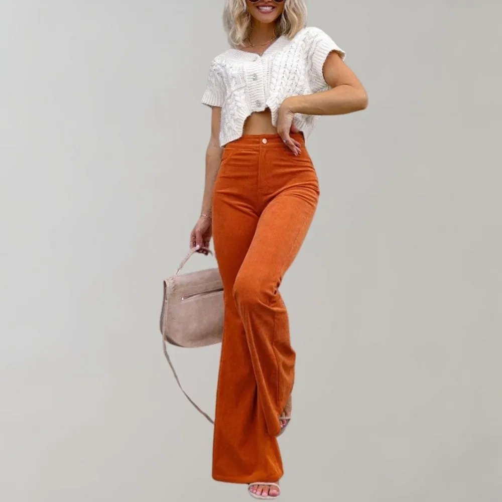 Sylis | Trendy Corduroy Flared Trousers