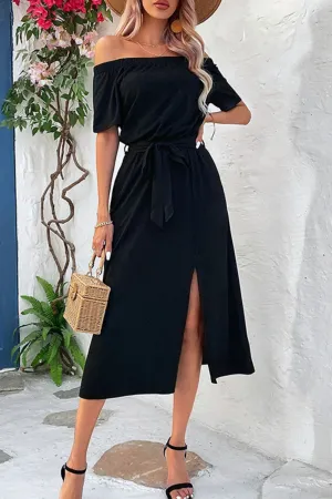 Tie-Waist Off-Shoulder Dress