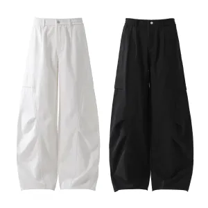 Trendy Curved Hem Casual Pants